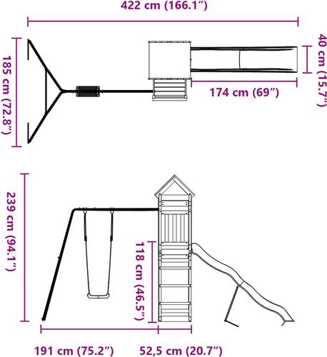 vidaXL Speelhuis massief douglashout