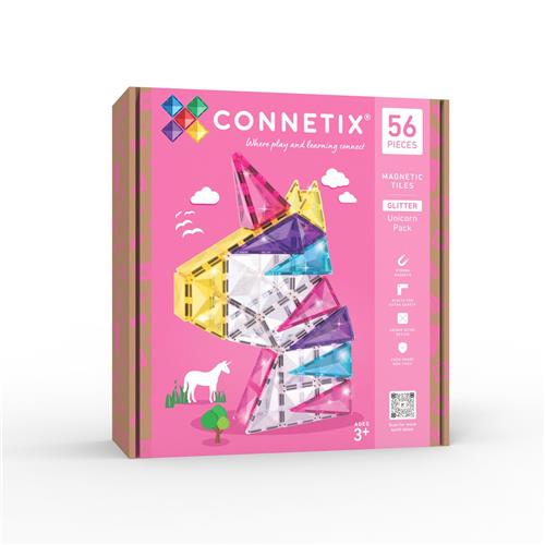 CONNETIX - Magnetisch Tegels - Glitter Eenhoorn Set, 56 Stuks