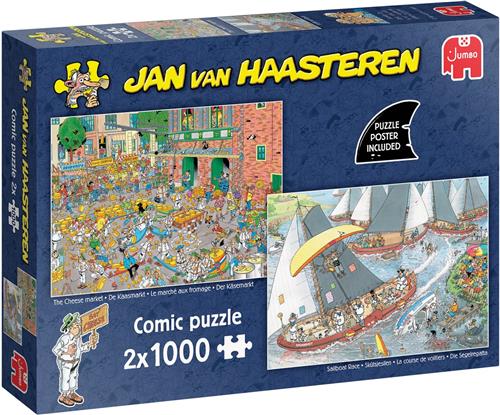 Jan van Haasteren - Hollandse Tradities: De Kaasmarkt & SkÃ»tsjesilen - 2x 1000 stukjes puzzel