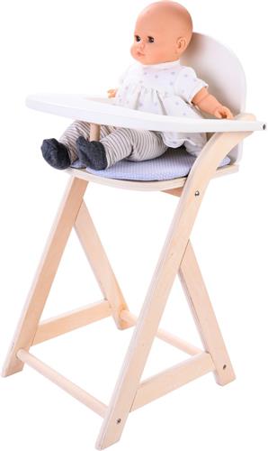 Poppenstoel Grijs/Wit  Houten Poppenkinderstoel met Kussentje  Geschikt voor Alle Poppen  Longfield Games