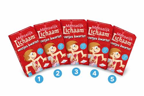 Het Menselijk Lichaam - Weetjes Kinder Kwartet - 5-pack - Klein kadootje voor kinderen - Giveaway voor kinderfeestje & goodie bags
