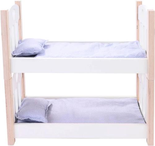 Poppen Stapelbed Grijs  Houten Poppenbed met Magnetische Bedden  Inclusief Matrasjes, Dekentjes & Kussens  Geschikt voor Alle Poppen  Longfield Games