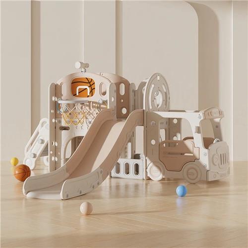 Glijbaan Peuter - Binnen - Buiten - Speeltuin - Speelhuis - Multifunctioneel - Speelgoed - Speeltoestel - Beige/Grijs - 189x217x111cm