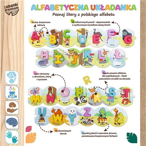 Zabawka drewniana Alfabetyczna ukadanka 61707 - Houten speelgoed Alfabetpuzzel 61707