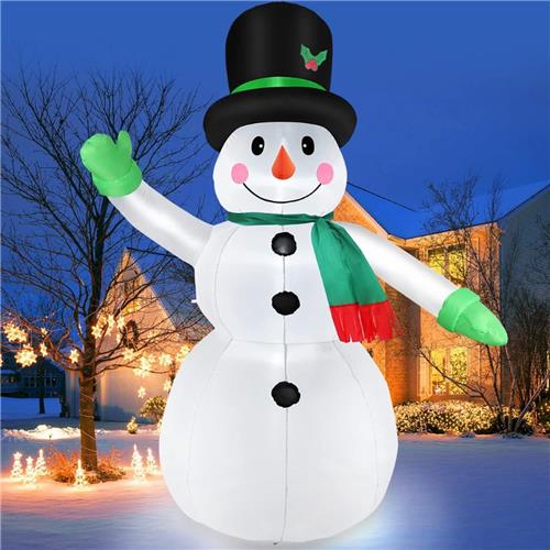 210cm Kerst Decoratie Opblaasbare Sneeuwman Buiten Grote Sneeuwman met Hoge Hoed & LED Lichten Winterdecoratie Voor Openluchttuin Kerstcadeau Voor Jonge Geitjesfamilie IP44 Weerbescherming Energieklasse A