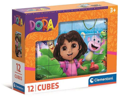 Clementoni - 12 Blokken Puzzel - Dora The Explorer - 6 afbeeldingen - Vanaf 3 jaar