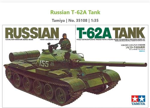 Tamiya 35108 1/35 Russian T-62A Tank - Modelbouwpakket militaire voertuigen