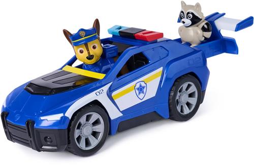 PAW Patrol - Opsporing en Redding - Chase's voertuig met 2 figuren & terugtrekfunctie - Speelgoedvoertuigen