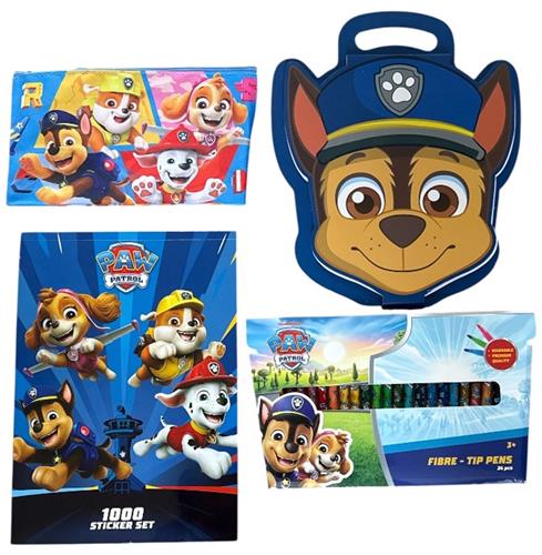 PAW Patrol Cadeaupakket voor Kinderen  4-delig Tekenplezier  Kleurboek, Stickerboek, Etui & Wasbare Stiften  Creatief Cadeau 3+