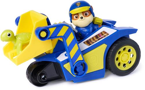 PAW Patrol - Opsporing en Redding - Rubble - Reddingsrecyclevoertuig met 2 figuren & terugtrekfunctie - Speelgoedvoertuigen