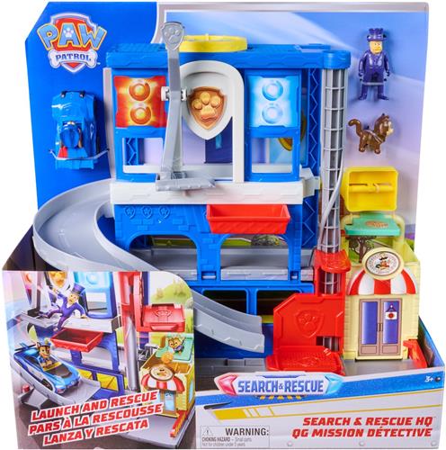 PAW Patrol - Pup Squad Search & Rescue Politiebureau - Speelset met Racer Chase, Humdinger & Kattenvriendje - Speelsets