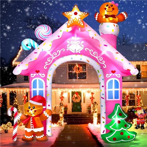 12 FuÃŸ Opblaasbare Kerstdecoratie Kerst Opblaasbare Boog Outdoor Decoraties Peperkoek Mannetje Kerstdecoratie Met LED Verlichting Voor Kerst Feest Binnen Buiten Gazon Tuindecoratie