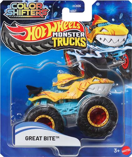 Hot Wheels Color Shifters Monster Trucks Great Bite Vehicle, Monstertruck, 3 jaar, Metaal, Meerkleurig