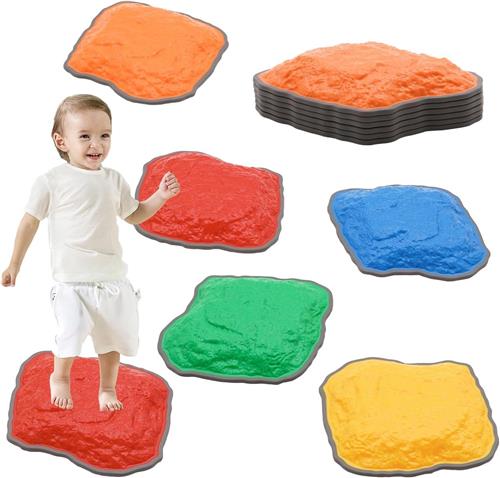 Balanceer stenen - Balansstenen - Set van 6 - Kinderen - Stapstenen - Balans spel - stapstenen speelgoed - montessori speelgoed - oranje, rood, geel, en bluaw Stapelstenen - van Imperatoris