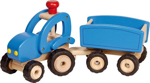 Goki Houten tractor met aanhangwagen 44,2 x 17,2 x 21,5 cm