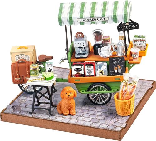 Robotime Aromatic Coffee Cart - Rolife DIY Miniature House Series - DG182 - Miniatuur - Bouwpakket - Cadeautip