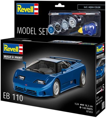 Revell 67353 Bugatti EB110  1:24 Modelbouw Set  Supersportwagen Model Kit  Inclusief Verf, Lijm en Kwast
