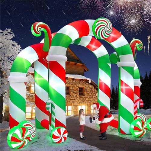 13 Voet Kerst Opblaasbare Boog Gigantische Kerst Opblaasbare Snoepboog Stereoscopische Blow Up Xmas Outdoor Decoratie Voor Vierkante Winkelcentrum Thuis Gazon Tuin Vakantie Party