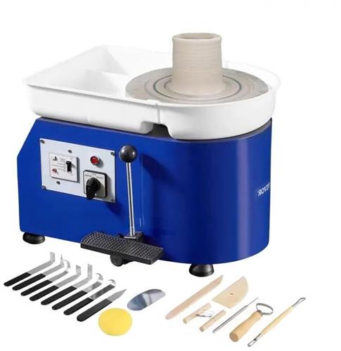 Draaiplateau - Draaischijf Pottenbakken - Pottenbakkersschijf - Draaischijf - Elektrische Pottenbakkers Draaischijf - 450W - 60-300 RPM - Keramiek Aardewerk Wiel - Foot Pedal Control ABS Detachable Basin - 8kg - Blauw