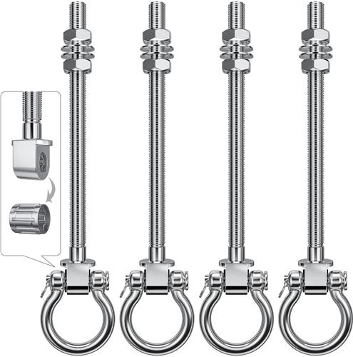 Allecto - Schommelhangers - Roestvrijstalen - 4 stuks robuust - Capaciteit 1800 lb - Inclusief schroeven - Hout en stalen balken - Voor buiten - Zilverkleurig - AliExpress 13