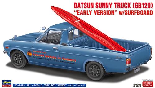 Hasegawa Modelbouwpakket Militaire voertuigen - 20778 Datsun Sunny Truck GB120 Early Version met Surfboard - Japanse Auto Plastic - 1:24 - Modelbouw