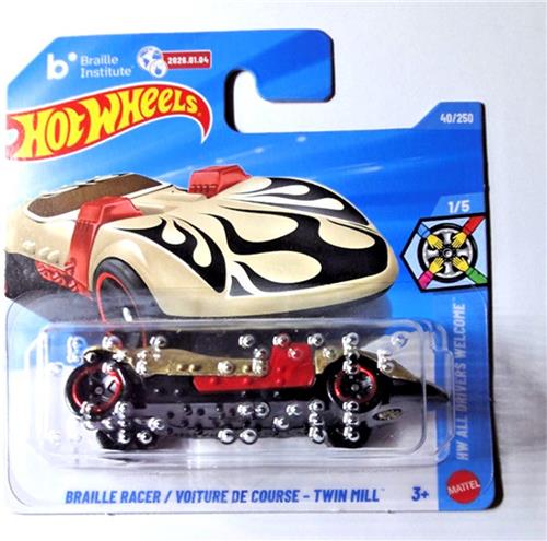 HOT WHEELS BRAILLE RACER GOLD RED / VOITURE DE COURSE TWIN MILL 40/250 HW ALL DRIVERS WELCOME 1/5 SHORT CARD 2026