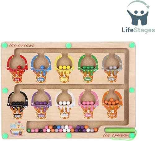 LifeStages - Magnetisch Doolhof - Speelgoed voor Fijne Motoriek - Sorteerborden voor het Leren van Kleurencombinaties en Tellen