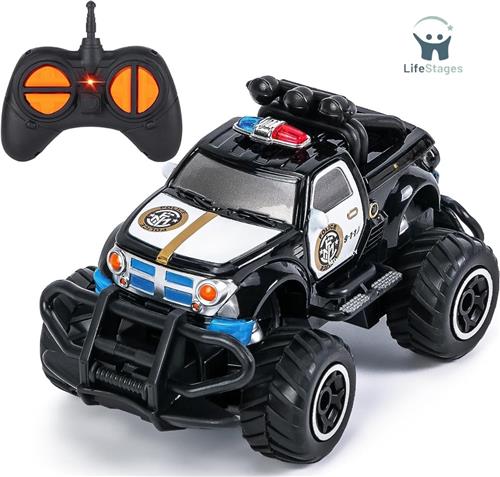 LifeStages - Kinderspeelgoed 2 Jaar - Autospeelgoed - Politieauto met Afstandsbediening - Zwart