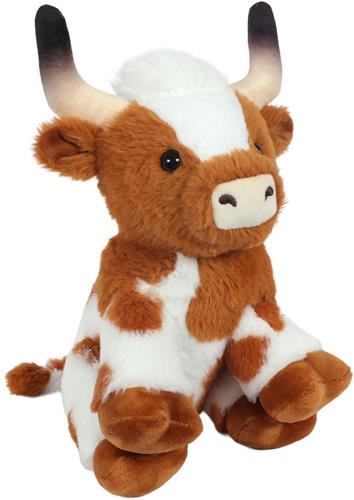 PIA Soft Toys-Pluche Knuffeldier - Koe bruin zittend 25 cm