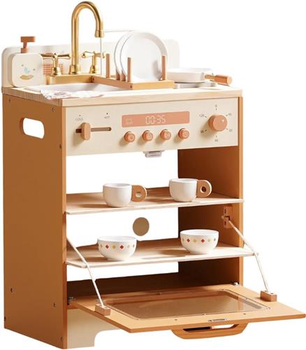HHHK - Houten Speelgoed Vaatwasser - Karamel - Kinderkeuken - Houten Keuken Speelgoed - Houten Keukentje - Kinderkeuken Speelgoed