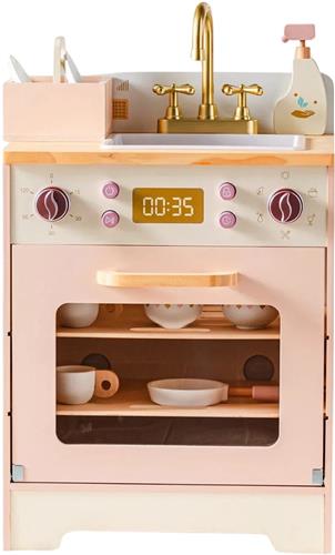 HHHK - Houten Speelgoed Vaatwasser - Roze - Kinderkeuken - Houten Keuken Speelgoed - Houten Keukentje - Kinderkeuken Speelgoed