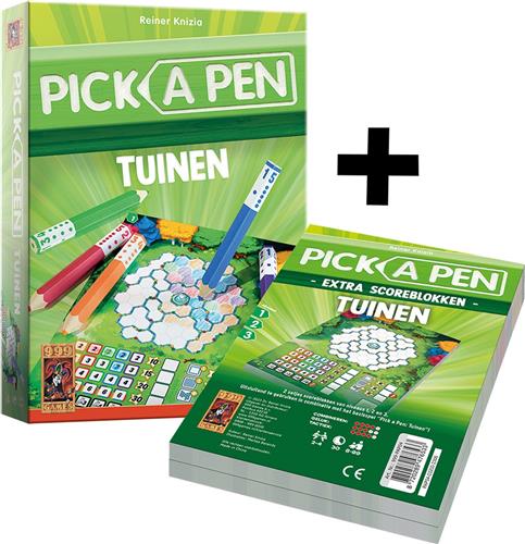 999 Games - Pick a Pen Tuinen Dobbelspel Met Extra Scoreblokken - Dobbelen met potloden - Extra Scorevellen van 3 verschillende niveaus - Gezelschapsspel - Familiespel - Klein cadeautje - bevat spelregels in NL en EN
