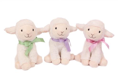 PIA Soft Toys-Set van 3 Pluche Schaap Knuffels met strik 3 ass. 18 cm