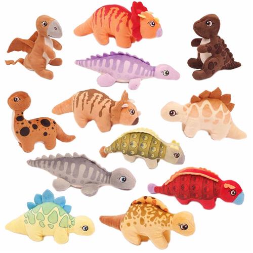 PIA Soft Toys-Set van 12 Pluche Dinosaurus Knuffels 12 ass. 15 cm