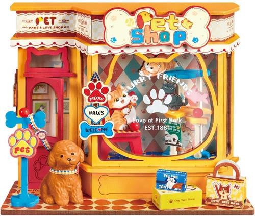 Robotime Pawfect Pet Shop - Rolife DIY Miniature House Series - DS045 - Miniatuur - Bouwpakket - Cadeautip - Modelbouw