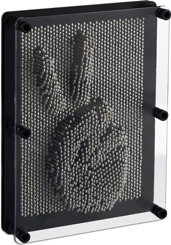 Relaxdays pinart 3D - spijkerspel - 3D afdruk - spijkerbed - pinpression - zwart zilver