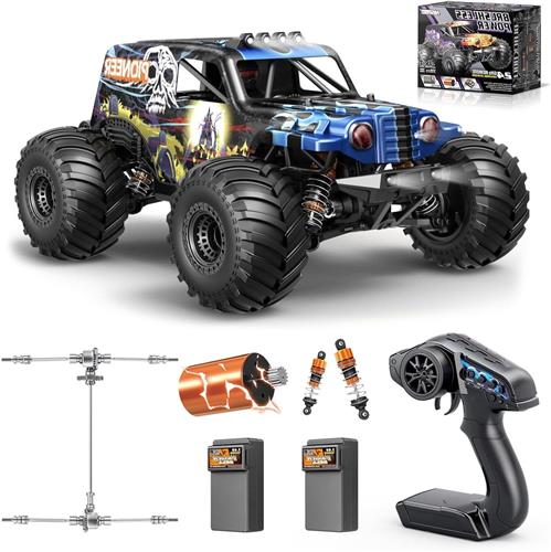 1/14 Brushless RC Auto  RC Wagen  RC Truck  RC Voertuig  RC Rallyauto  4WD Vierwielaandrijving  Hydraulische Metalen Schokdempers  Max Snelheid 70 km/u  Dual 2S LiPo Batterijen  Blauw