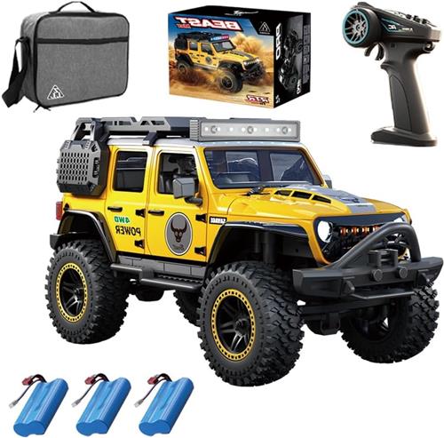RC Crawler  RC Auto  Offroad Truck  Klimwagen  Afstandsbediening  Geel  1:20 Schaal  Brushless Motor  4x4 Vierwielaandrijving  Waterdicht  3 Batterijen