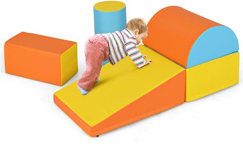 COSTWAY 5-Delige Klim en Kruipactiviteitenspeelset voor Kinderen Lichtgewicht Blokken van Zacht Schuim voor de Ontwikkeling