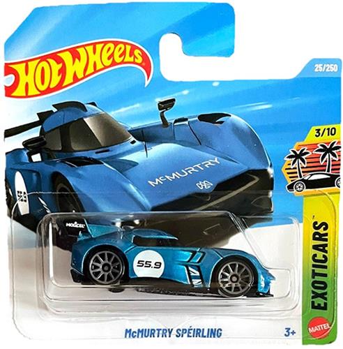 HOT WHEELS Mc MURTRY SPÃ‰IRLING BLUE METALIC 25/250 HW EXOTICARS 3/10 SHORT CARD 2026