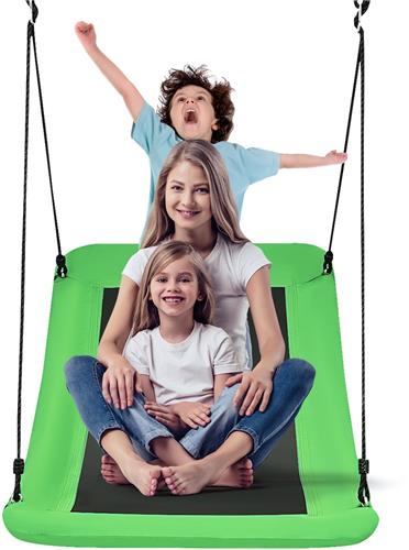 COSTWAY Nestschommel, gekromd tot 150 kg belastbaar, 120-180 cm verstelbaar touw, hangschommel, boomschommel, outdoor, meerkindschommel, tuinschommel voor kinderen en volwassenen (groen)