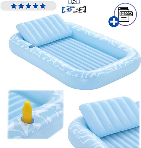 Bestway Luchtbed met Rugleuning  Opblaasbaar Zwemluchtbed voor Zwembad en Strand  Comfortabel Drijfmatras met Hoofdsteun  Stevig Vinyl  Ideaal voor Zomer en Vakantie  Relaxen op het Water  Inclusief Reparatiepatch  Met Ebook