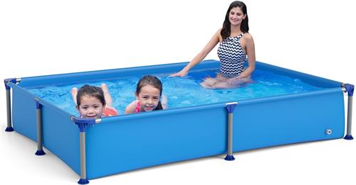 COSTWAY Zwembad voor kinderen, opzetzwembad, rechthoekig, zwembad voor tuin, 228 x 159 x 42 cm