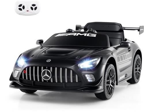 COSTWAY Mercedes AMG Elektrische auto voor kinderen, 12 V, elektrische kinderauto met afstandsbediening, 3 snelheden, ledlampen en muziek, elektrisch voertuig voor kinderen vanaf 3 jaar (zwart)