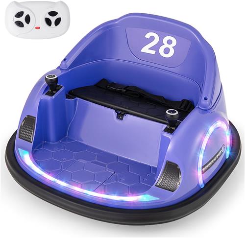 COSTWAY Autoscooter voor kinderen, 12 V, met afstandsbediening, elektrische bumper, auto met 360Â° rotatie, bluetooth, muziek en licht, elektrische auto voor peuters vanaf 18 maanden, paars