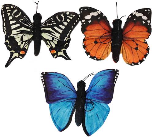 PIA Soft Toys-Set van 3 Pluche Vlinder Knuffels 3 ass. 28 cm