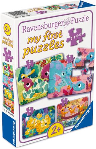 Ravensburger  Dino Vrienden  Kinderpuzzel  2, 4, 6 en 8 Stukjes