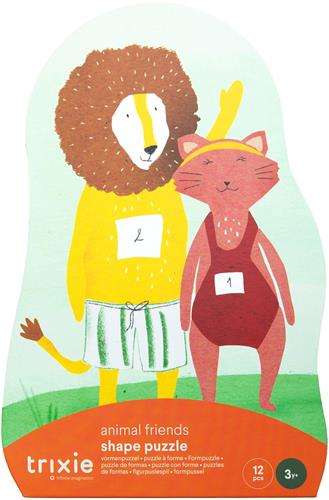 Trixie | Vormenpuzzel - Dierenvrienden - 12 stuks