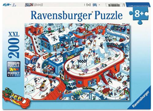 Ravensburger  Drukte in het Winterdorp  Kinderpuzzel  200 XXL Stukjes
