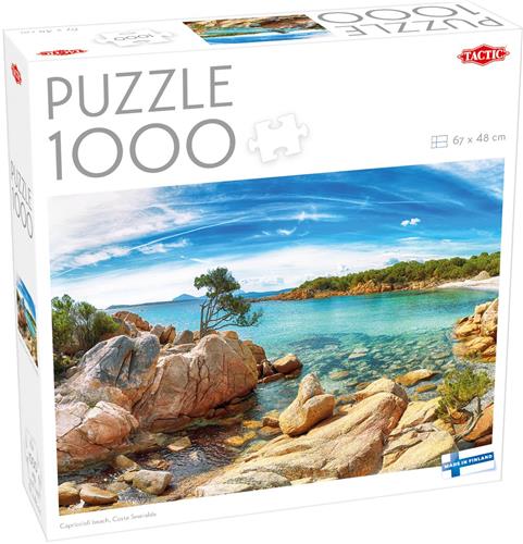 Tactic Capriccioli Beach, Costa Smeralda  Puzzel  1000 stukjes  Kristalheldere Middellandse Zee  Zonovergoten Italiaans Kustlandschap  Hoogwaardige Scandinavische Kwaliteit